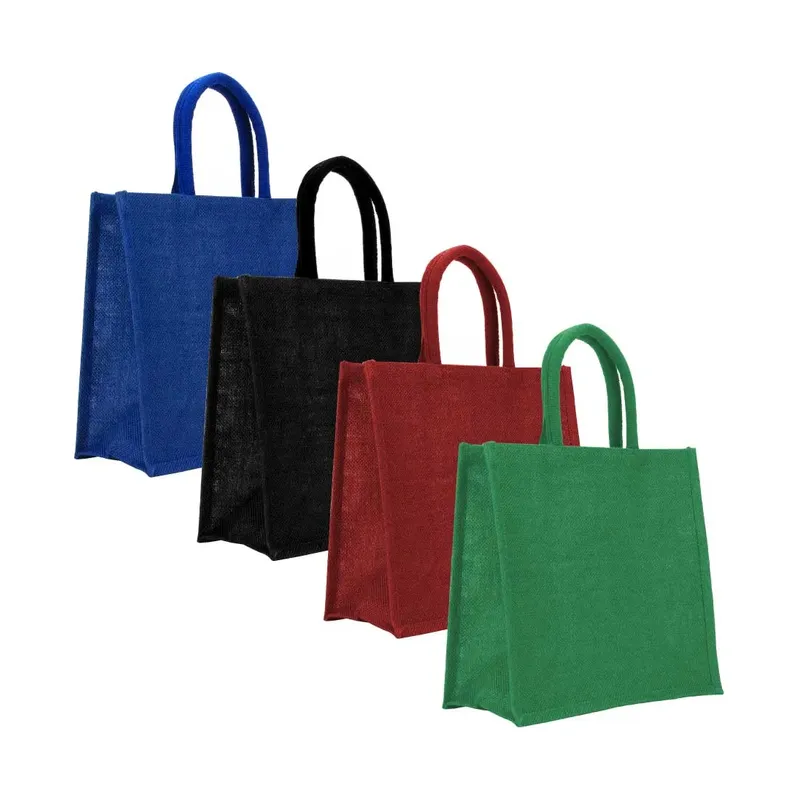 Reusable Square Jute Bags with Cotton Handles