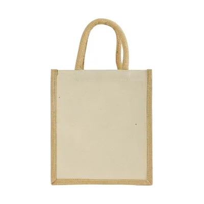 Laminated Cotton Bags with Natural Jute Gusset, 340 GSM (10 oz)