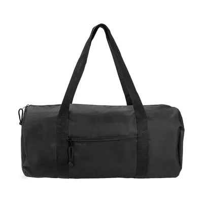 Duffle Gym Bags with Zipper Closure in Black Polyester Material