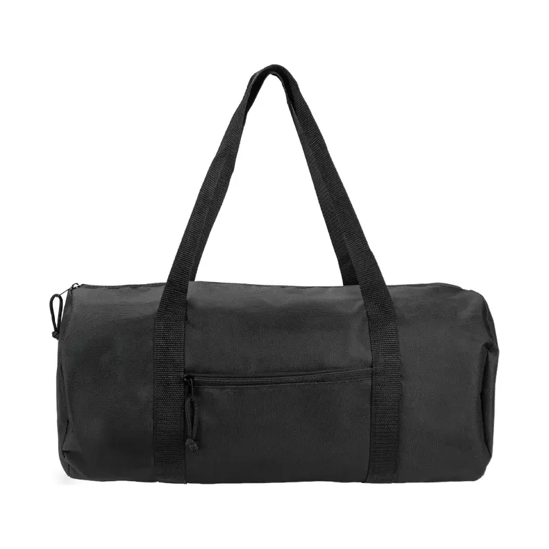 Duffle Gym Bags with Zipper Closure in Black Polyester Material