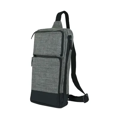 Sling Crossbody Bags in Grey and Black Polyester Material