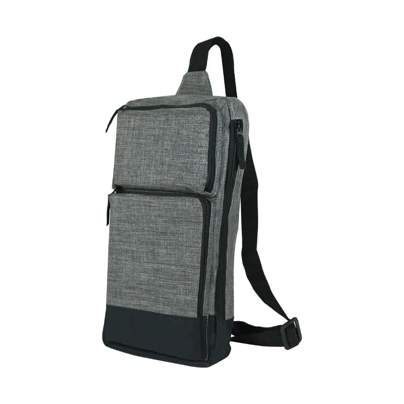 Sling Crossbody Bags in Grey and Black Polyester Material
