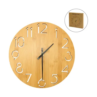 Round Bamboo Wall Clock, 28 cm Dia, Type Analog