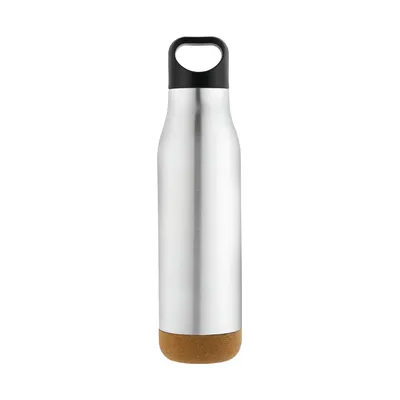 Insulated steel bottle with a cork base