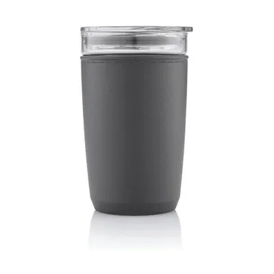 Glass tumbler with a recycled sleeve