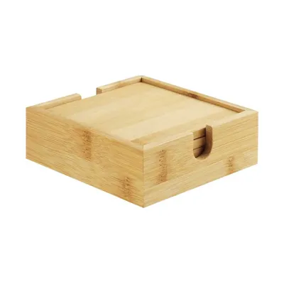 4 Pcs Bamboo Tea Coasters Sets with Case