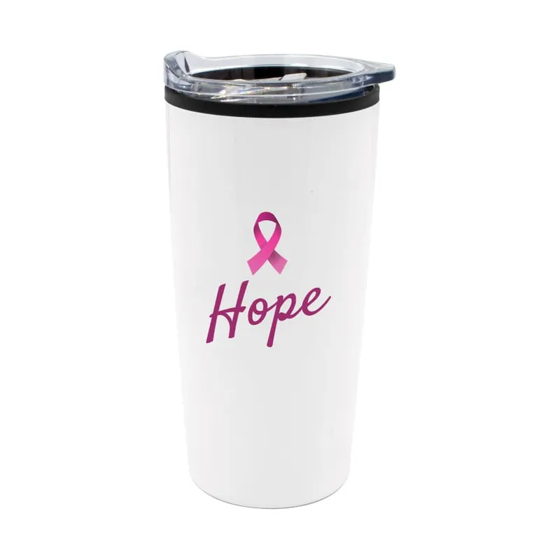 Travel Mugs with Breast Cancer Awareness Logo
