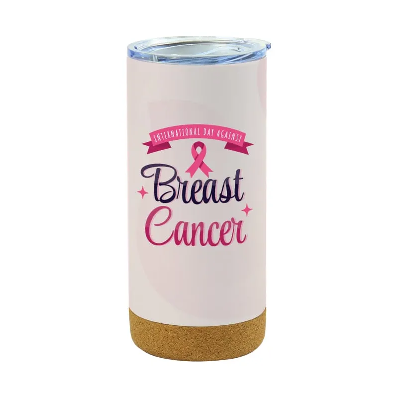 Travel Mugs with Breast Cancer Awareness Logo