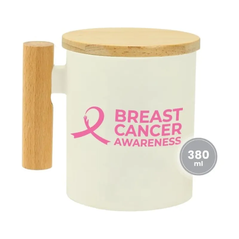 Ceramic Coffee Mugs with Breast Cancer Awareness Logo