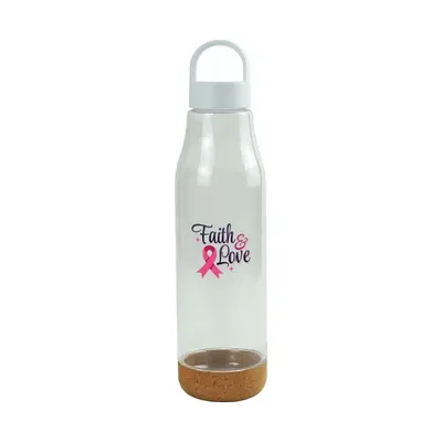 rPET Bottles with Cork Base with Breast Cancer Logo