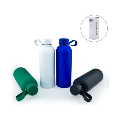 Stainless Steel Water Bottles 500ml – Double Wall, Matte, Rubber Coating