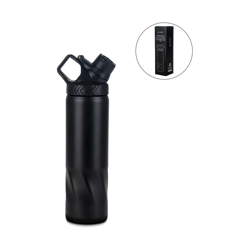 Stainless Steel Water Bottles in Black Matte, Double Wall, 620ml