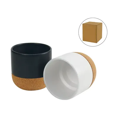 Ceramic Cup with Cork Base 6 oz Matte Finish