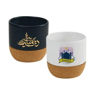 Ceramic Cup with Cork Base 6 oz Matte Finish Ramadan Gifts