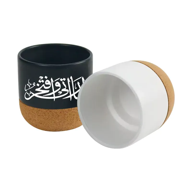 UAE Day Ceramic Cup with Cork Base 6 oz Matte Finish