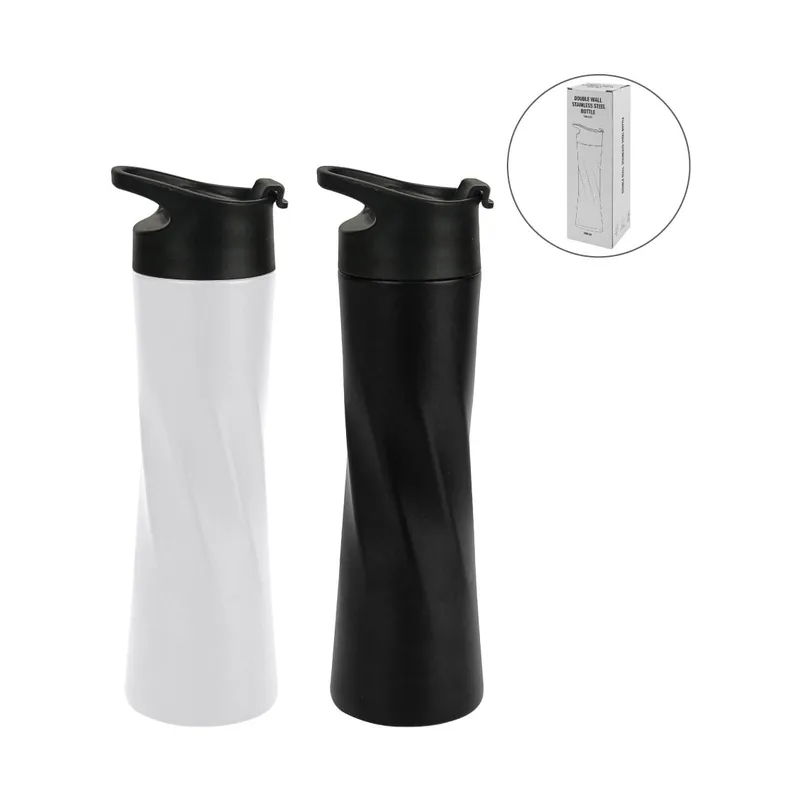Double Wall SS Bottles Slim Waist Design Flip top Lid 500ml