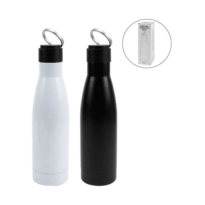 Double Wall SS Bottles Twist-off Lid SS Foldable Handle 500ml