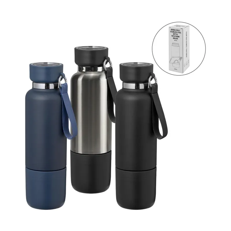Multi-function SS Bottles, Double Wall, Base Cup, Lanyard, 500ml