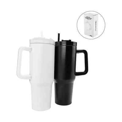 Stainless Steel Tumbler with Handle and Straw