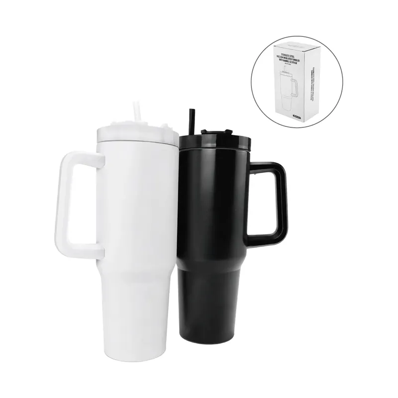 Stainless Steel Tumbler with Handle and Straw