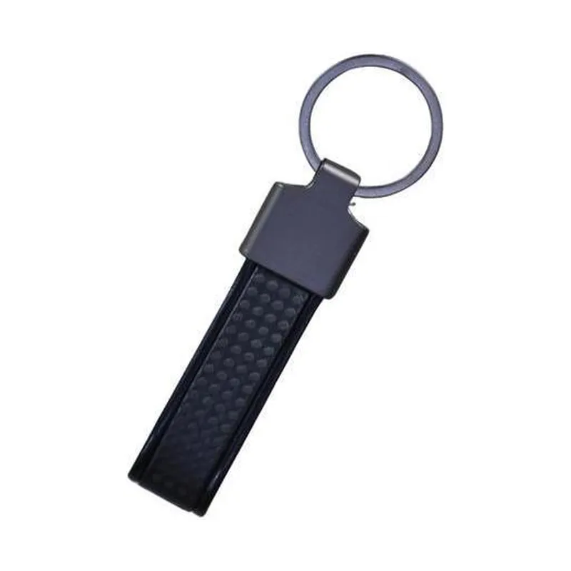 Black carbon fibre look metal keyring