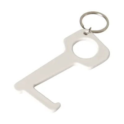 Antimicrobial keyring door opener tool