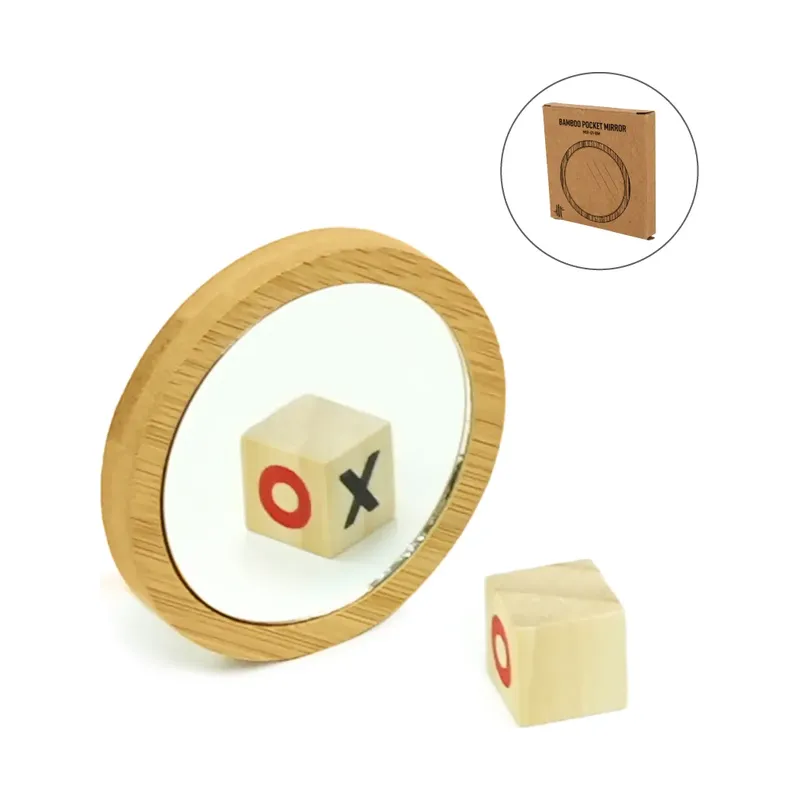 Bamboo Pocket Mirrors in Round-shaped, Lightweight & Portable