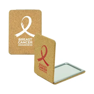 Pocket Mirror, Double-Sided Foldable with Breast Cancer Awareness Logo