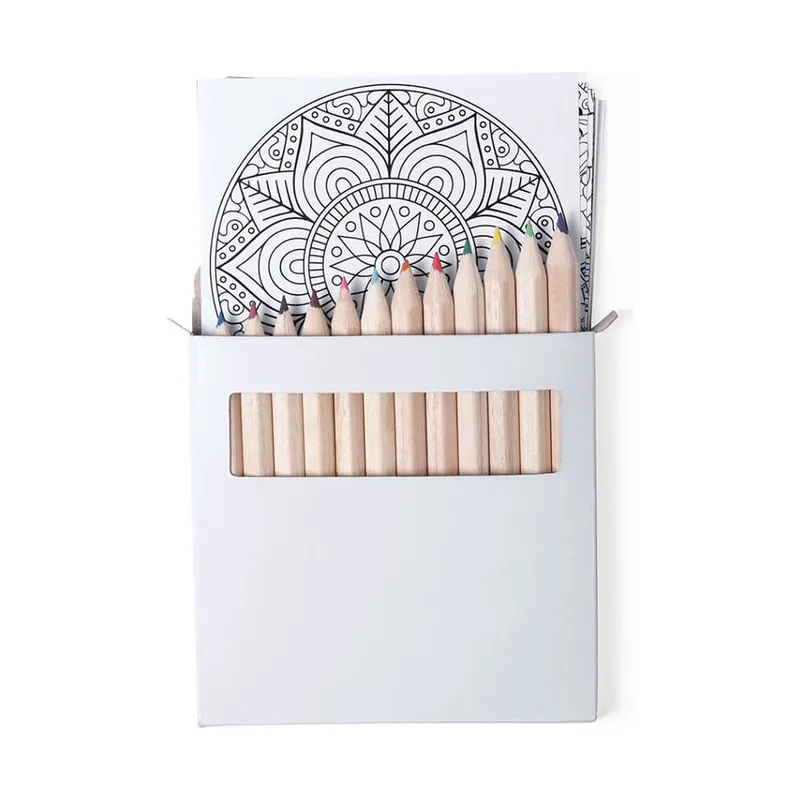 Mandala colouring set with 12 pencils