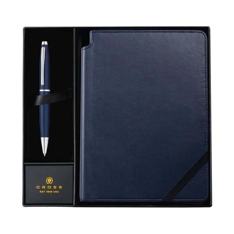 Cross metallic blue pen and blue journal set