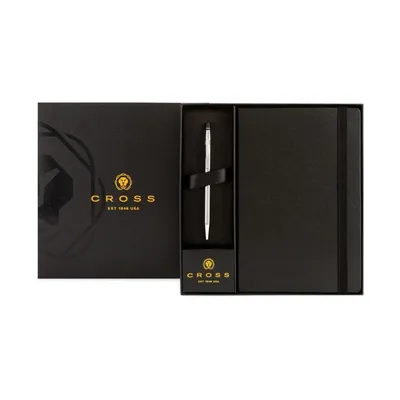 Cross chrome ballpoint and A5 notebook set