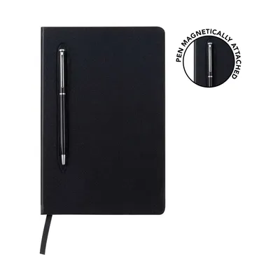 A5 hard cover notebook with a metal pen