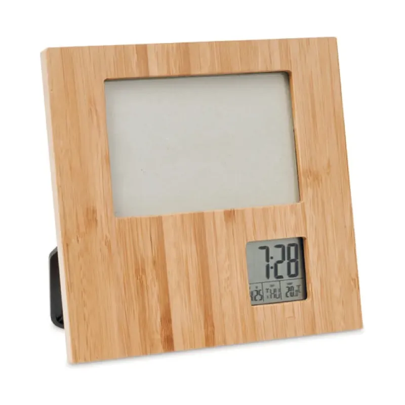 Bamboo Photo Frame with Digital Clock & Weather Station