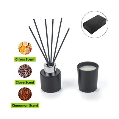 Scented Candle and Aroma Reed Diffuser with 6 Pcs Sticks Gift Sets