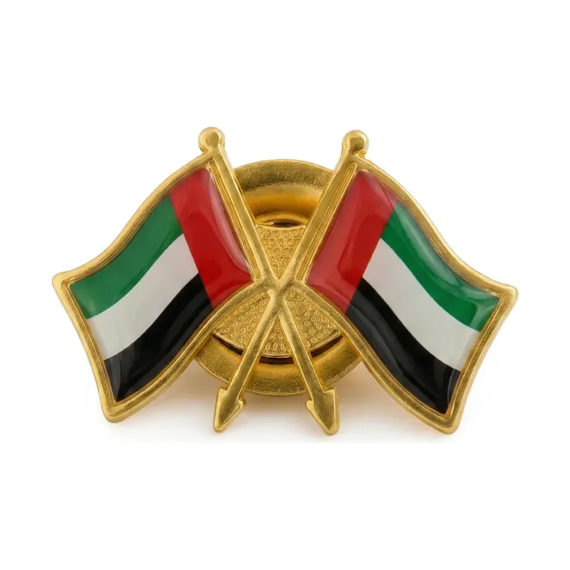 Twin Flag Metal Badges Golden Imprint Your Country Flag