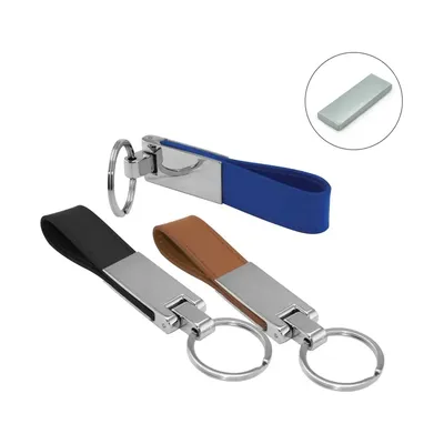 Metal Key Chains with Leather Strap