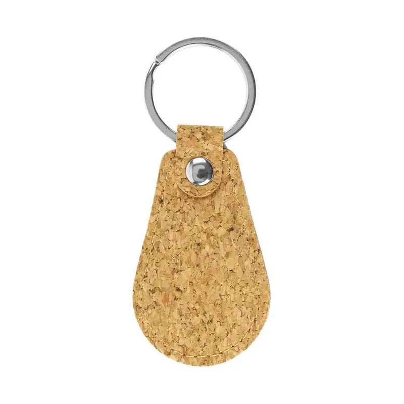Cork PU Keychains with 32mm Metal Flat Key Ring
