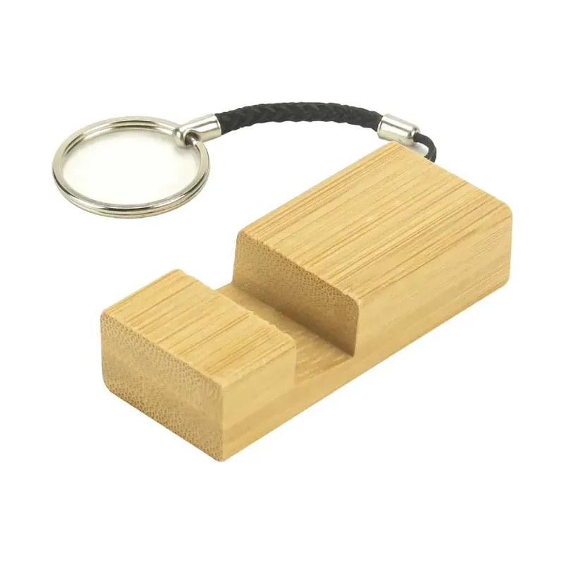 Bamboo Phone Stand with Round Key Holder