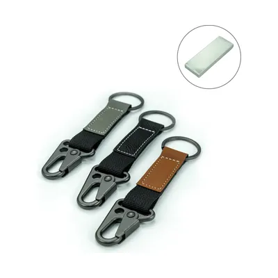 Laserable PU Leather Keychains with Sling Snap Hook