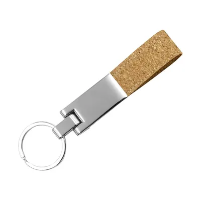 Metal Keychain with Cork Strap