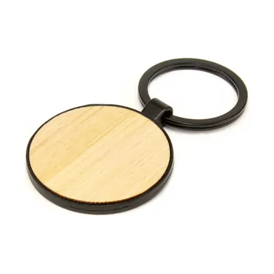 Metal Keychain with Bamboo
