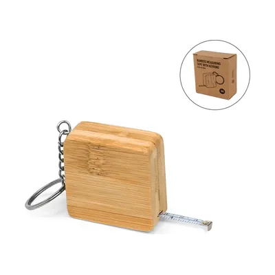 Bamboo Retractable Measuring Tape Keychains