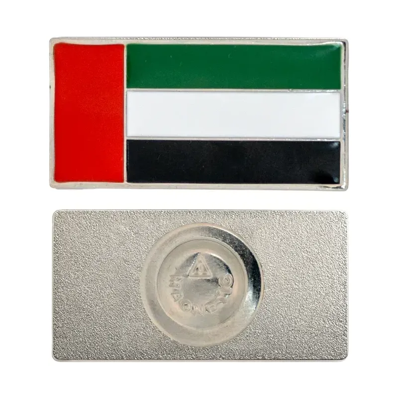 UAE Flag Metal Badges Rectangle with Magnet Attachment