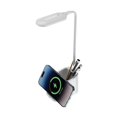 Desk lamp with 15 W charging and a pen holder