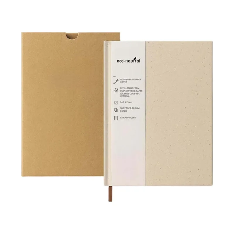 A5 notebook with a lemongrass cover