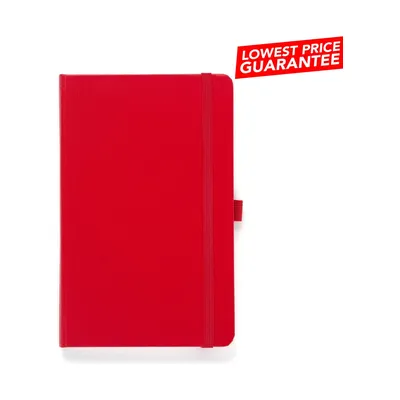 A5 hard cover ruled notebook in red or orange