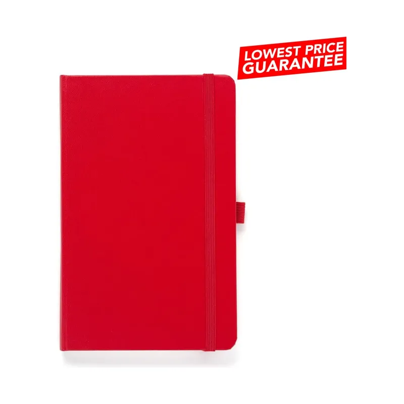 A5 hard cover ruled notebook in red or orange