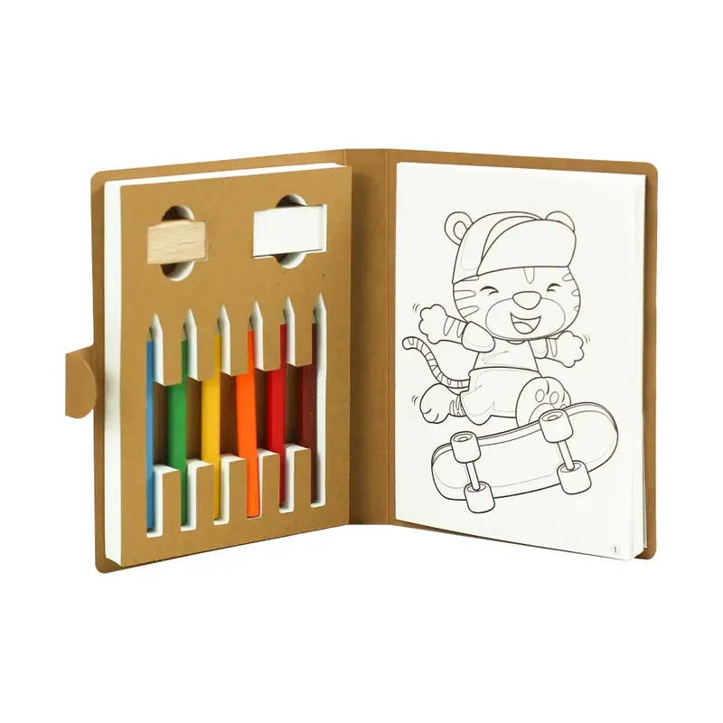 Eco-Friendly Drawing Pad Set, Colored Pencils Sharpener Eraser
