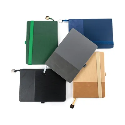 Hard Cover PU Notebooks in A5 Size with Metal Plate Bookmark