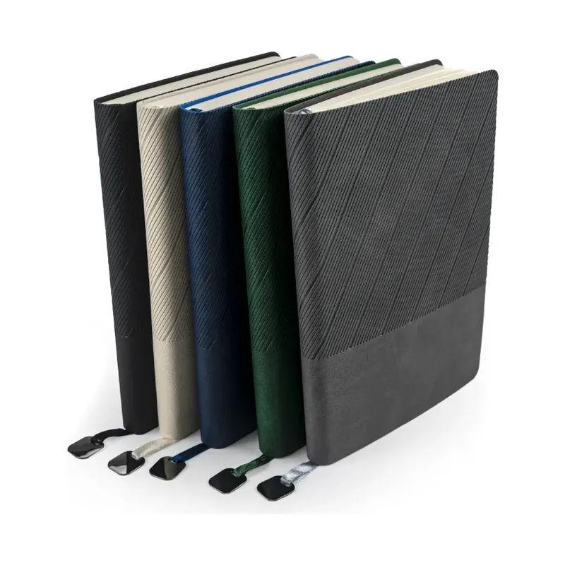 Soft PU Cover Notebooks in A5 Size with Metal Plate Bookmark